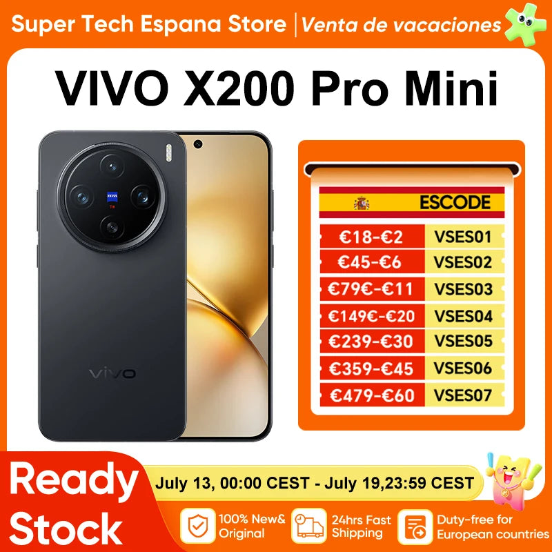 Nuevo Vivo X200 Pro Mini OriginOS 5 pantalla AMOLED de 6.31" 120Hz Dimensity OTA batería de 5700mAh carga de 90W cámara de 50.0MP