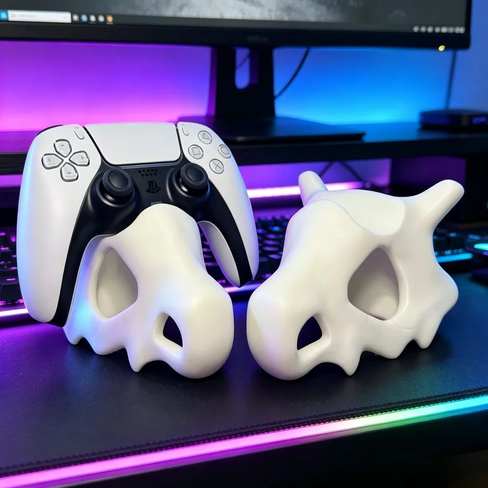 Soporte para mando con forma de cráneo de Cubone impreso en 3D, adorable base de exhibición estable para mandos de videojuegos, decoración de habitación gamer para PS5 DualSense