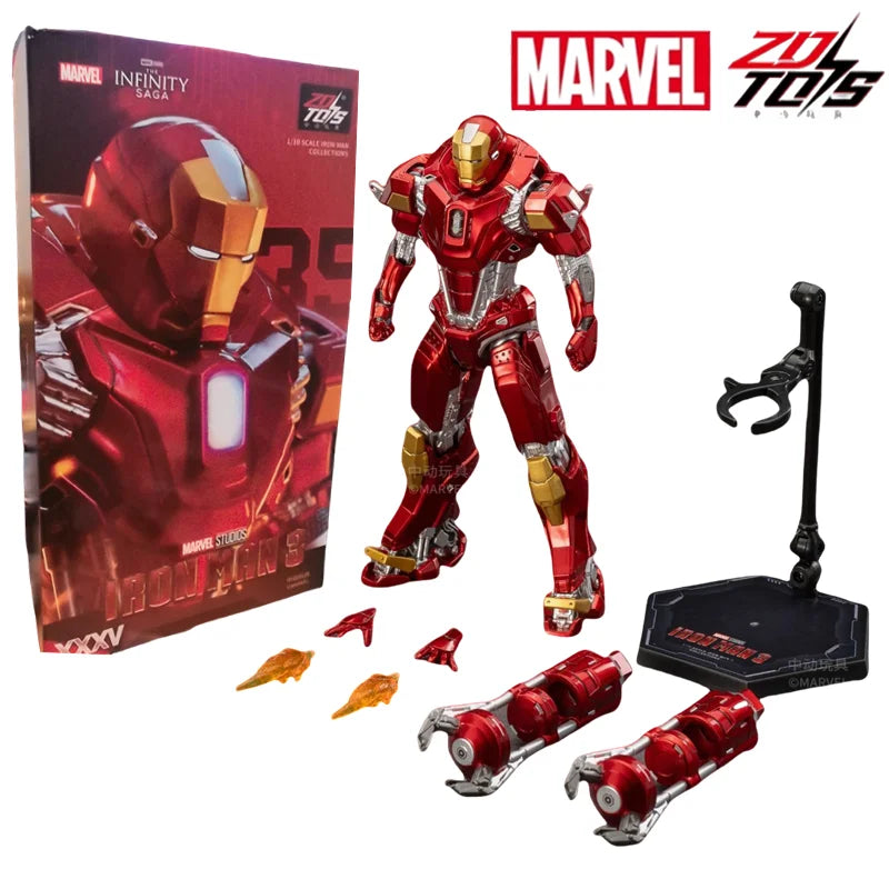 ZD Toys Iron Man figura de acción Mark 35 pargo rojo Iron Man MK 24 MK 22 MK 47 Tony Stark Ironman figura acción coleccionar juguete para regalo
