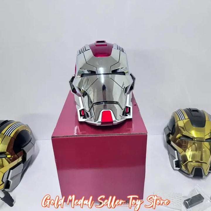 Casco Mecha Iron Man Mk17 Mk5 Pro Max con Control Remoto por Voz, Accesorio de Cosplay para Niños, Decoración Navideña, Regalo de Cumpleaños