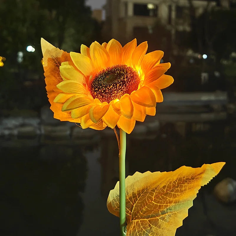 Luces LED de simulación solar de girasol de 3 cabezas y 1 cabeza para jardín, patio, césped, luces nocturnas, lámpara de paisaje, decoración, luz de flor navideña
