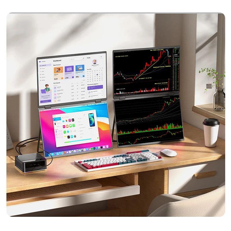 Monitor portátil Sibolan de 16 pulgadas y 2.5K con doble pantalla, 60Hz, 100% sRGB, HDMI, USB-C, cuerpo metálico, extensor de pantalla para portátiles con Windows y Mac