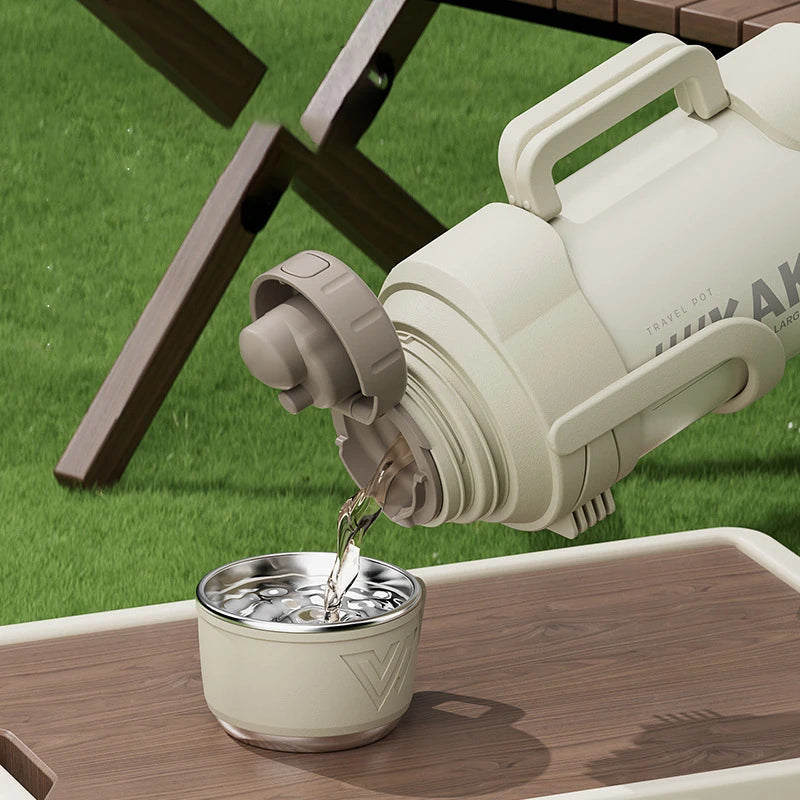 Taza portátil con aislamiento al vacío, termo de acero inoxidable 316 de gran capacidad, hervidor de agua de refrigeración con aislamiento para coche al aire libre