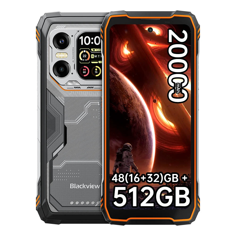 Smartphone rugerizado Blackview XPLORE 1 [Sin cargador UE] 5G 20000mAh 45W 48(16+32)GB + 512GB 6,78'' 2,4K Android 15