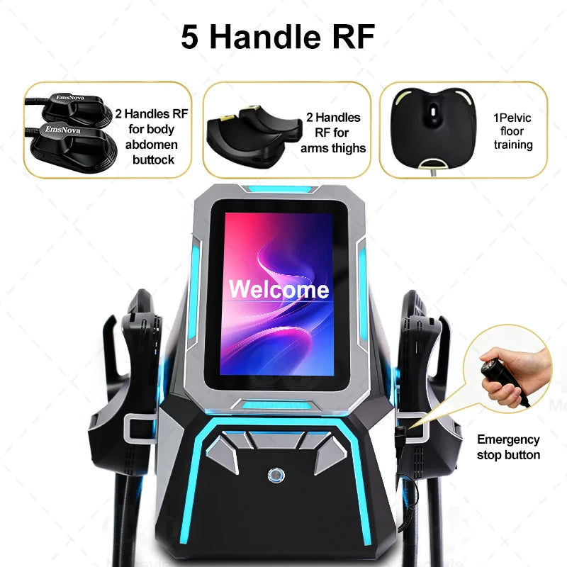 Máquina de Escultura Corporal EmsNova HIEMT RF con 4 Manijas para Desarrollo Muscular, Quema de Grasa y Contorno Corporal No Invasivo, Equipo para Salón de Belleza
