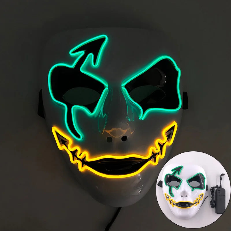 Máscara de Zorro Luminosa de Neón para Hombres, Máscaras de Disfraz Luminosas para Halloween, Brilla en la Oscuridad, Disfraz de Cosplay, Decoración para Fiestas de Disfraces