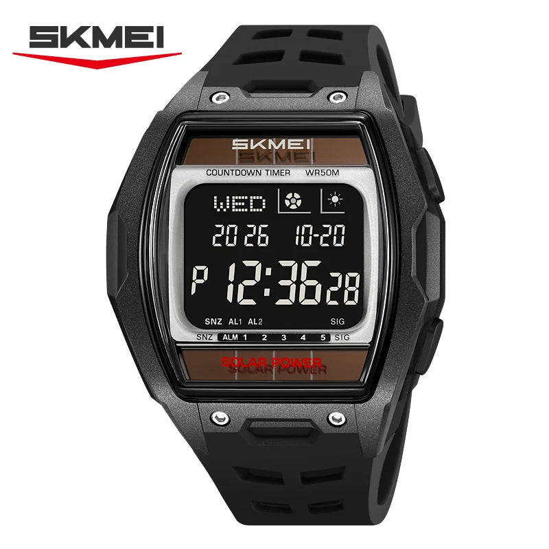 Reloj SKMEI 2750 de lujo para exteriores, pantalla grande, multifuncional, resistente al agua 5ATM, deportivo, con energía solar, para hombre y mujer
