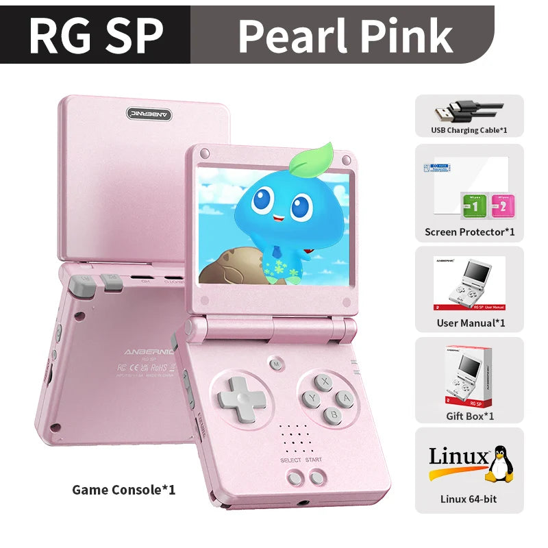 Consola de juegos retro portátil Anbernic RGSP Flip, Linux de 64 bits, reproductor de juegos portátil de 3300 mAh, compatible con streaming Wifi RixelHK RG SP