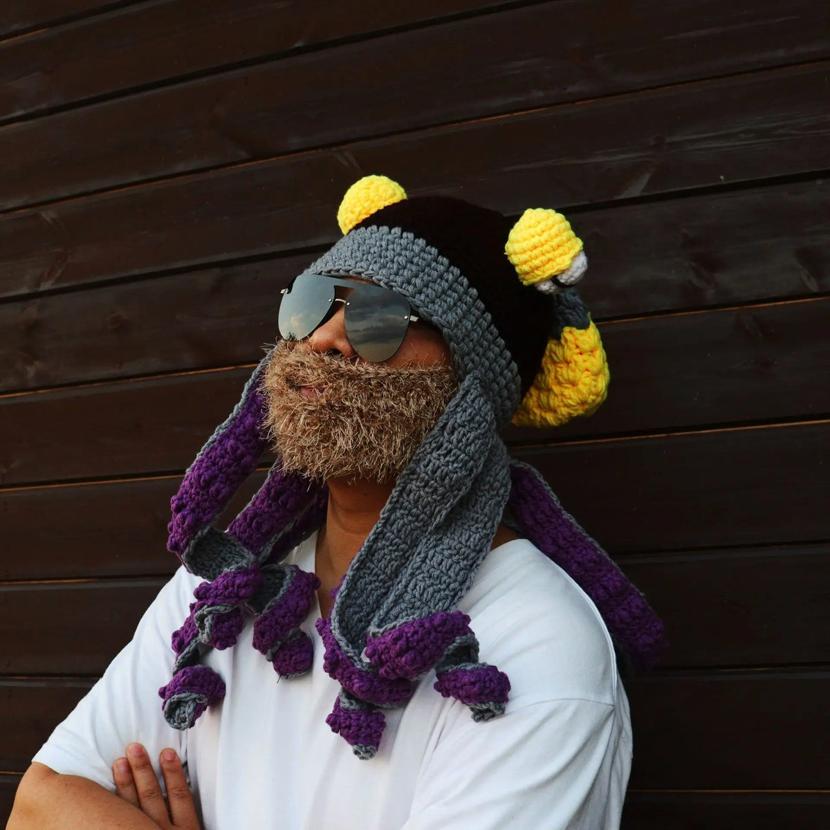 Gorro de Pulpo para Fiesta de Halloween, Divertido, con Ocho Brazos, Cálido, Tejido a Crochet