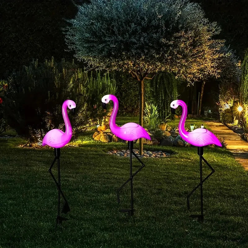 1 pieza de luces solares para exteriores con forma de flamenco, estaca LED para jardín, camino, césped, patio, paisaje, luces decorativas para Halloween y Navidad