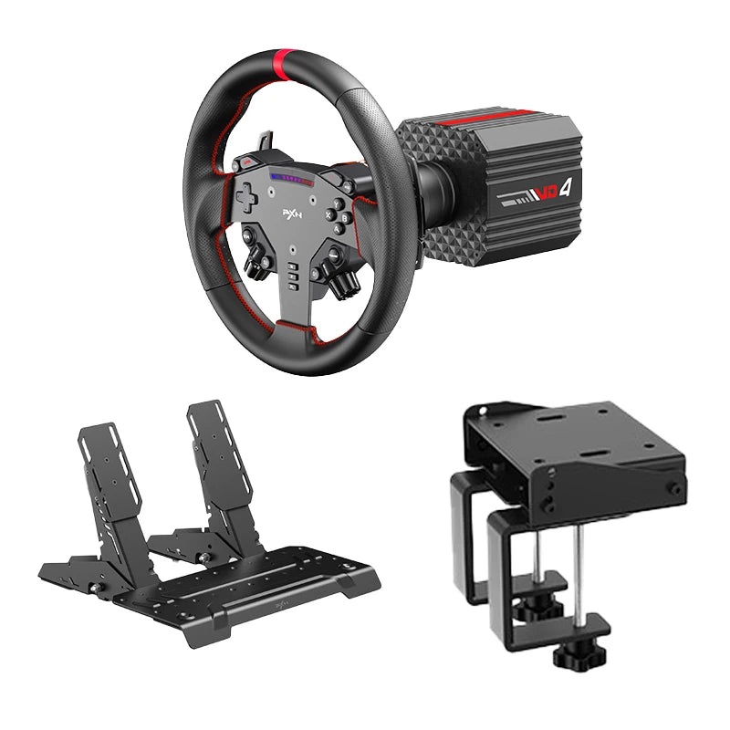 Pack de volante de carreras PXN V4D con Force Feedback de 4 Nm, volante de simulación para juegos, motor servo de accionamiento directo serie PXN VD para PC