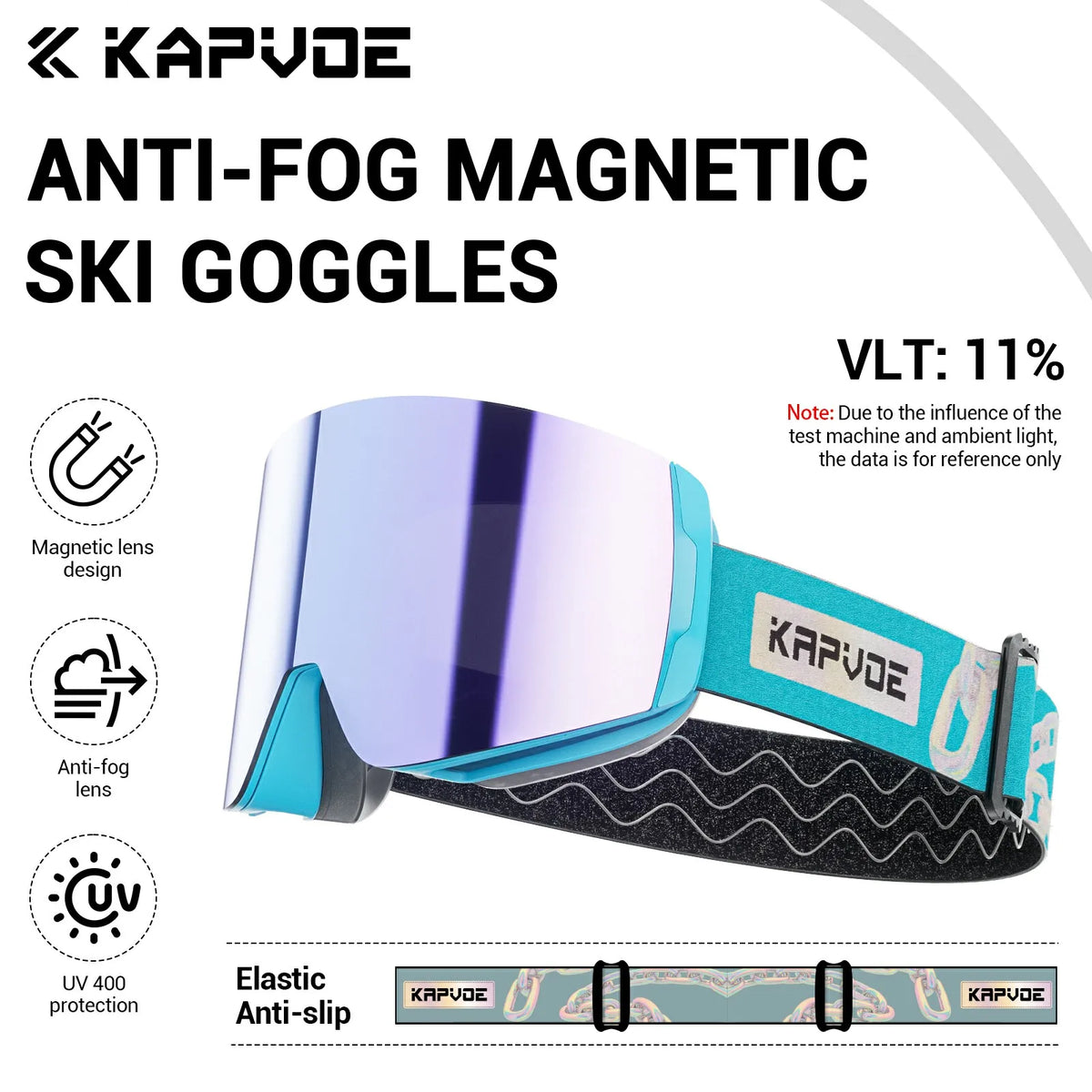 KAPVOE Gafas de nieve magnéticas Protección UV antivaho de doble capa para esquiar Snowboard Claridad de alta definición Esquí unisex