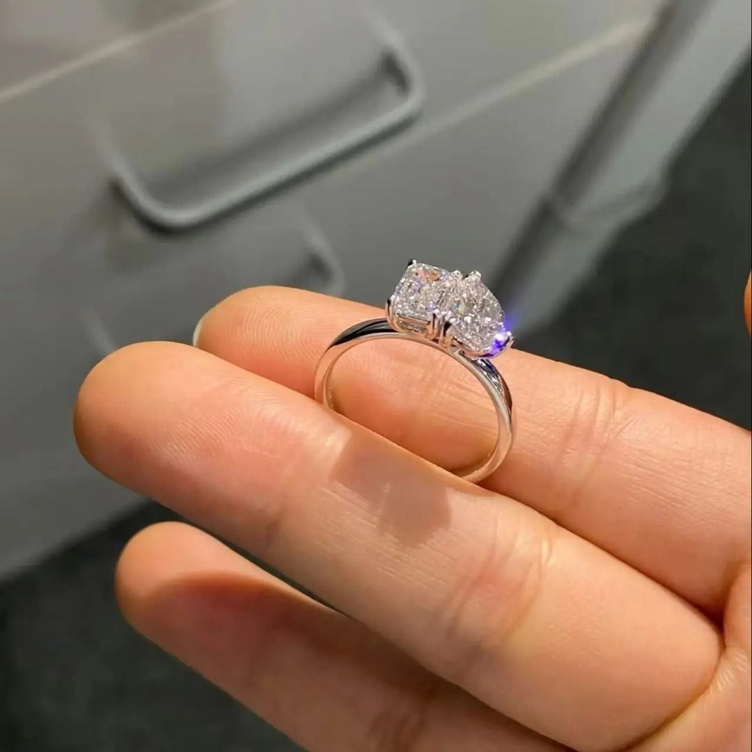 Anillo Toi Et Moi con Diamante Cultivado en Laboratorio, Corte Pera y Esmeralda, Certificado IGI, 2.0ctw, E VS1, Anillo de Compromiso de Oro Blanco 14K, Joyería, Regalo