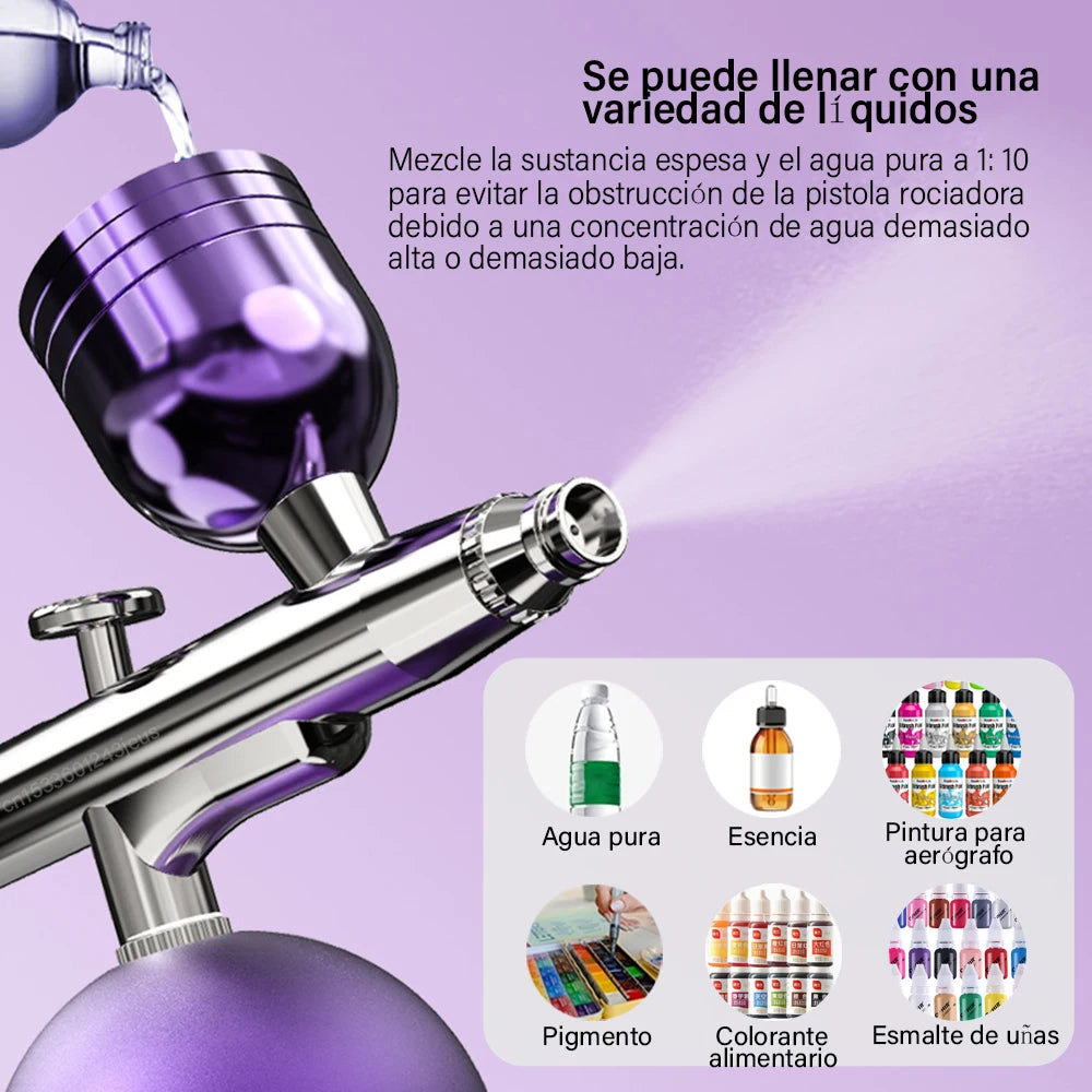 Aerógrafo para uñas con compresor, aerógrafo portátil para decoración de uñas, pintura, pasteles y manualidades. Kit de aerógrafo y compresor portátil para decoración de uñas.