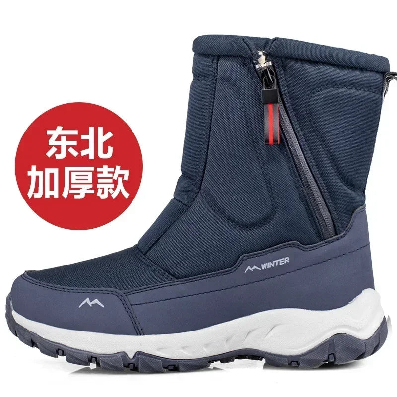 Botas de invierno para hombre, botas de nieve cálidas a media pantorrilla, zapatos cálidos para hombre, botas de invierno de felpa gruesas para hombre y mujer, zapatos de algodón
