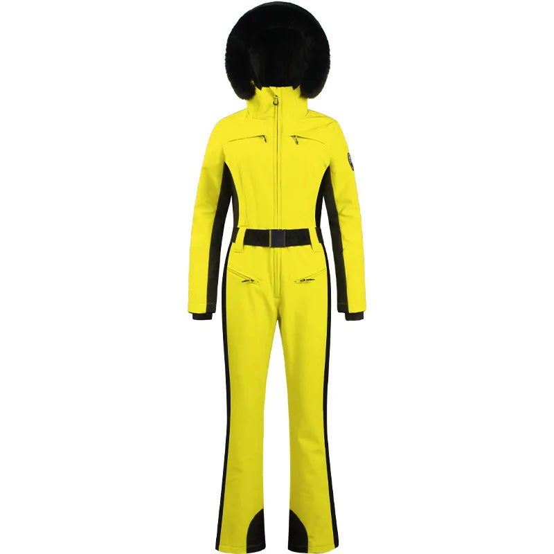 Traje de esquí de una pieza para mujer, monos gruesos de Snowboard para mujer, ropa transpirable impermeable a prueba de viento para invierno, traje de esquí