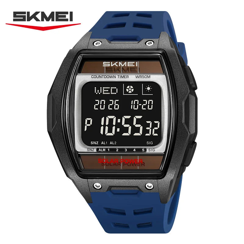 Reloj SKMEI 2750 de lujo para exteriores, pantalla grande, multifuncional, resistente al agua 5ATM, deportivo, con energía solar, para hombre y mujer