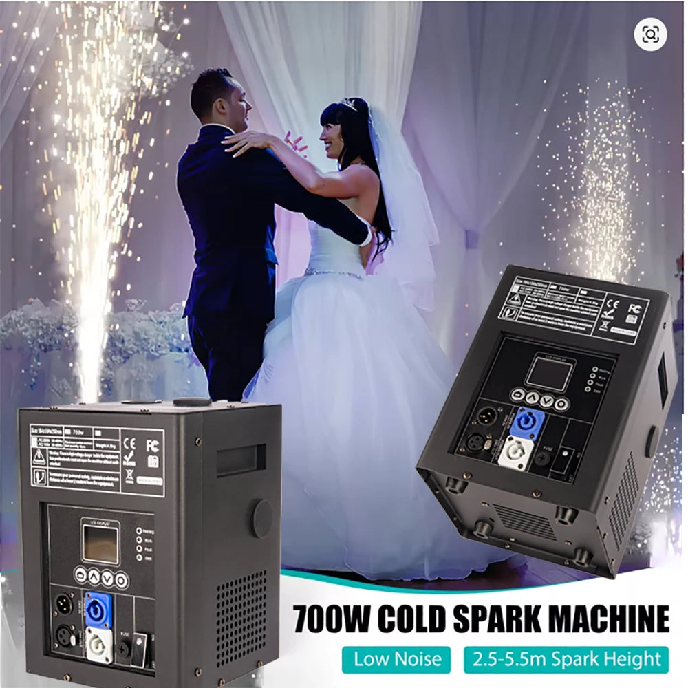Máquina de chispa fría de 700W, máquina fría para club nocturno de boda, equipo rociador de llama fría, máquina de escenario