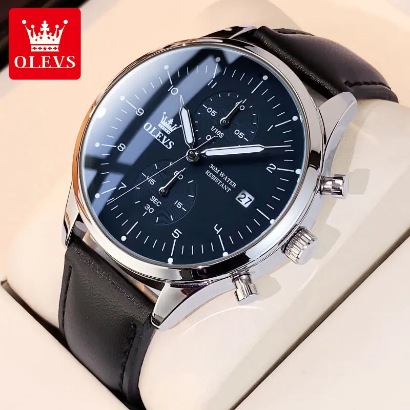 Reloj OLEVS 2880 para hombre, reloj de cuarzo multifuncional clásico y original, resistente al agua, con fecha luminosa, en caja de regalo