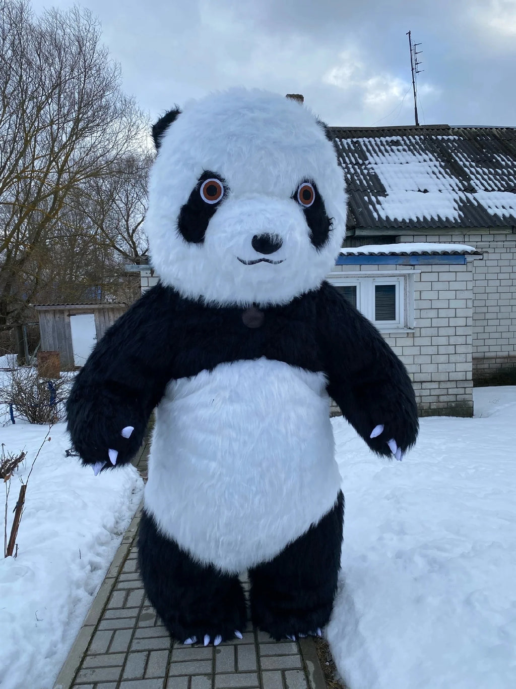 Nuevo disfraz inflable de Panda gigante, disfraz de mascota de oso Polar divertido de calle, disfraz de Fursuit inflable para adultos de Halloween