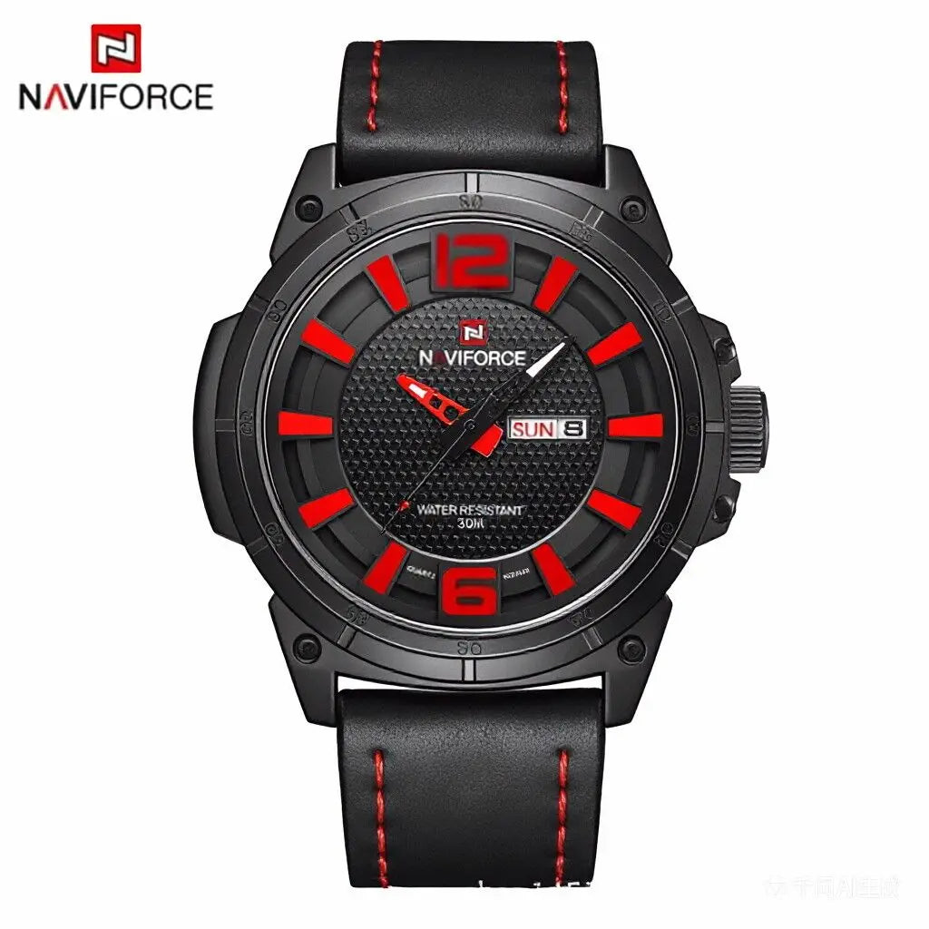 Reloj NAVIFORCE de marca de lujo con fecha, movimiento japonés, cuadrado, para hombre, de cuarzo, casual, militar, deportivo, de cuero