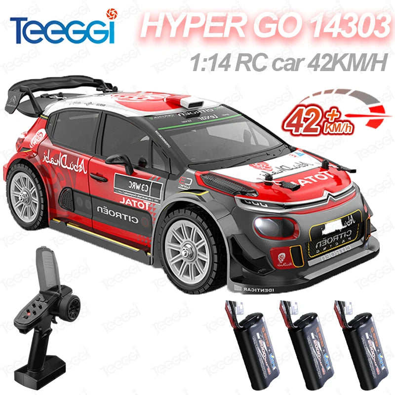 HYPER GO RC MJX 14303 Coche de Derrape de Alta Velocidad de 42 KM/H con Giroscopio - Juguete Eléctrico 4WD Profesional 1/14 con Control Remoto, Coche Todoterreno con Motor de Escobillas, Camiones Monstruo, Regalos para Adult