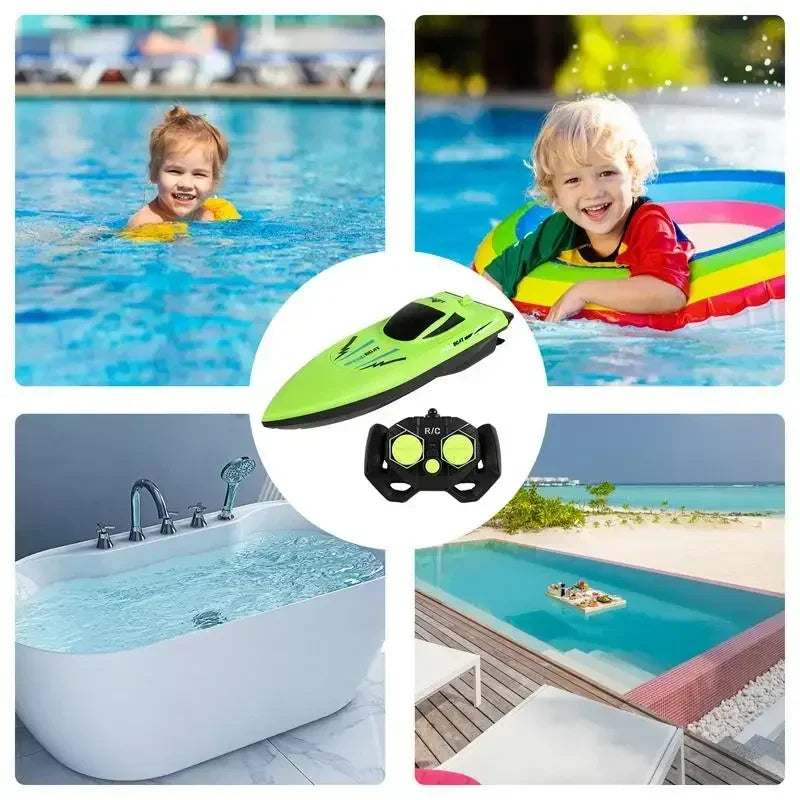 Lancha rápida de control remoto de 2.4G para niños – Juguete de barco RC eléctrico rápido con motor doble, modelo impermeable para piscina y juego al aire libre