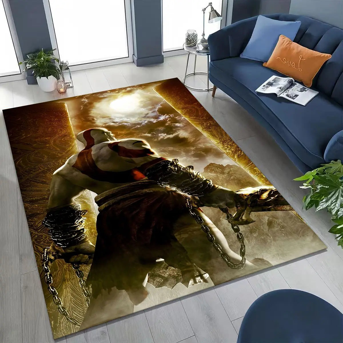 Alfombra de juego 3A de Kratos de God of War Classics para dormitorio, sala de estar, sofá, felpudo de decoración para el hogar, alfombrilla grande antideslizante para juegos de niños