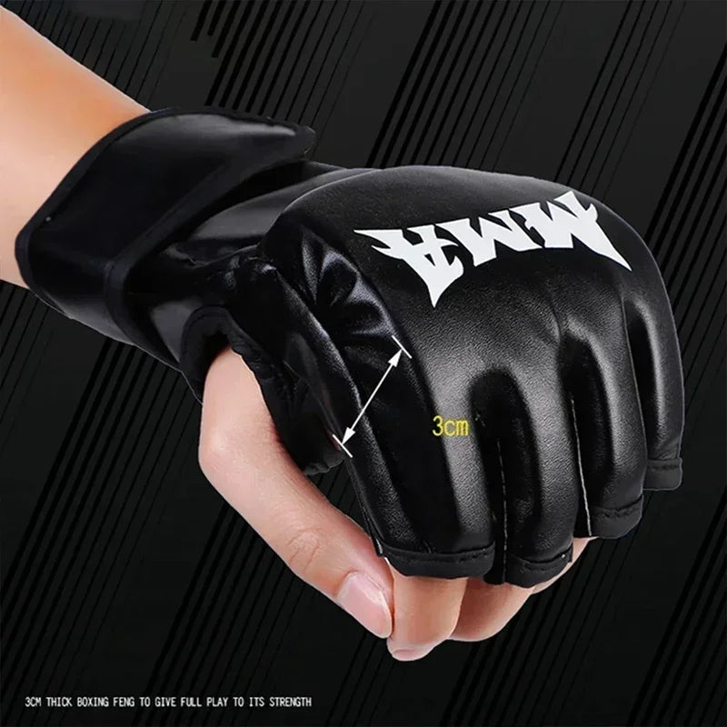Guantes de entrenamiento de boxeo profesional, cojín de cuero de medio dedo para adultos, Sanda, boxeo, UFC, bolsa de arena para entrenamiento, nudillos