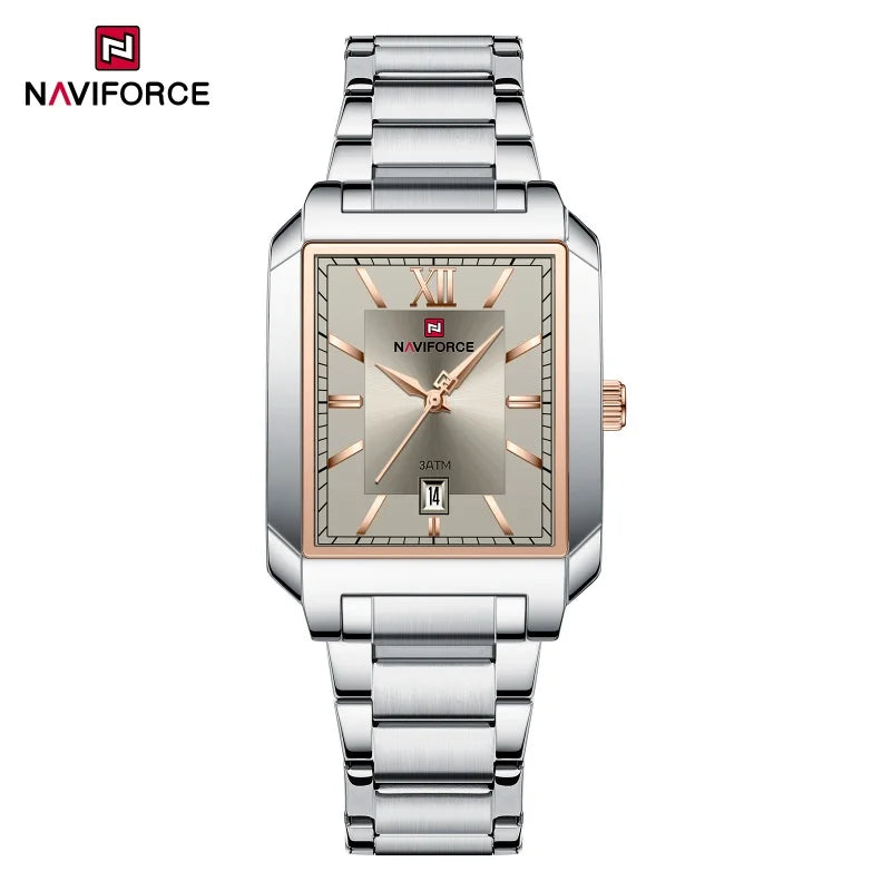 New NAVIFORCE Men's 3ATM Waterproof Anniversary Quartz Watch Fashion Watches Date Display Stainless Steel Strap Male Gift Watch
