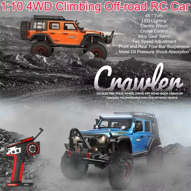 Coche RC Profesional Grande de 57CM 1/10, 4WD Todoterreno para Escalada, 2.4G con Receptor Independiente de 3 Canales, Vehículo de Carreras RC, Juguete de Regalo