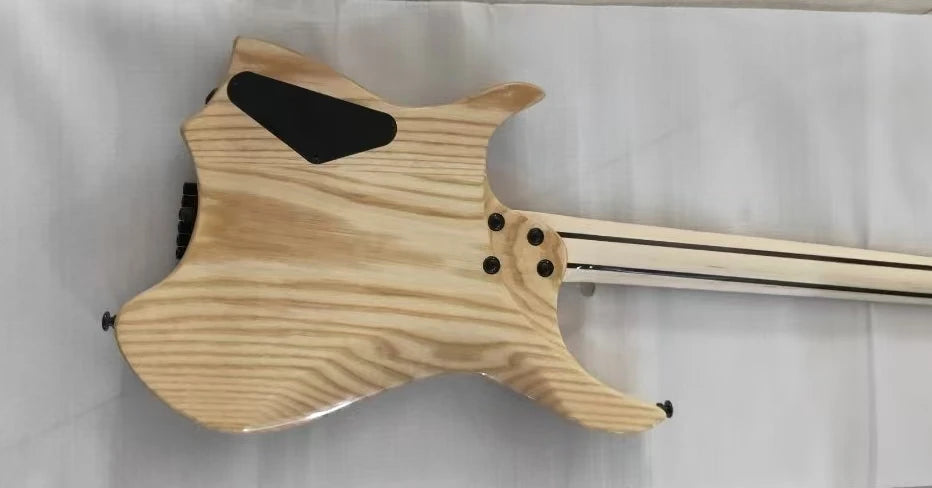 Tapa sólida de caoba de arce, 6 chapas de flores grandes, Color degradado azul y negro, nuevo cuerpo de madera de olmo sin cabeza, diapasón de guitarra eléctrica
