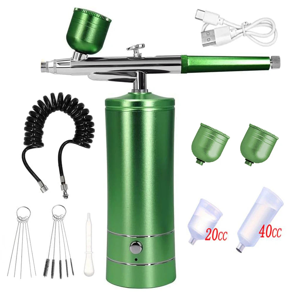 Kit de pintura para decoración de uñas con aerógrafo, Mini aerógrafo con compresor para pintura de pasteles y uñas, pistola pulverizadora manual portátil, aerógrafo para uñas