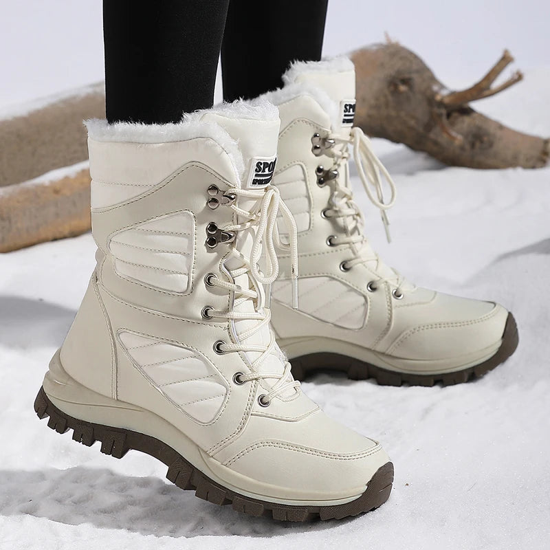 Botas de nieve de invierno para mujer, botines impermeables de alta calidad, botas gruesas y cálidas para senderismo en la nieve, zapatos de algodón para exteriores, zapatillas de deporte