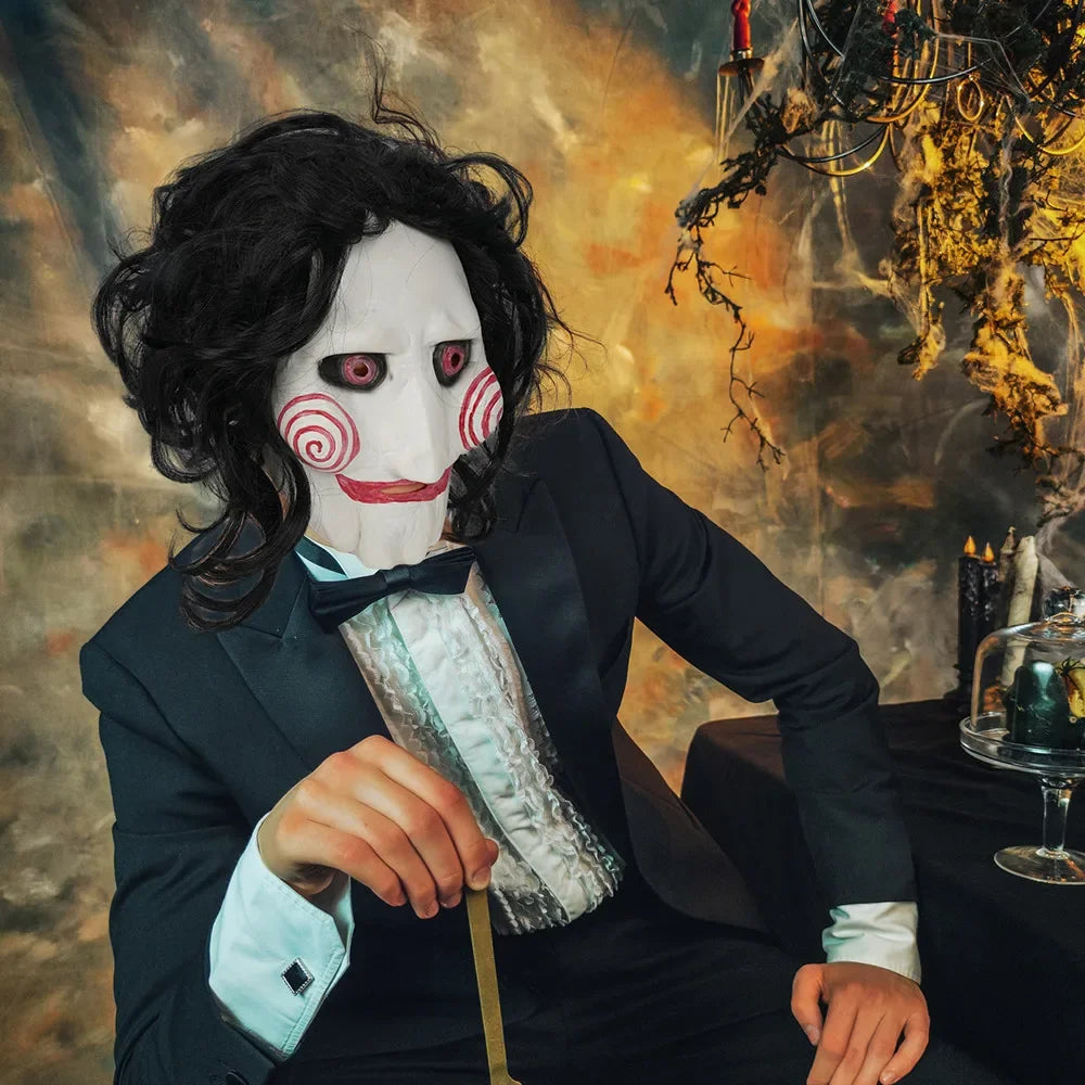 Máscara de Halloween con ojos y dientes rojos, hecha de látex resistente, ideal para fiestas de Halloween, Navidad y carnaval, accesorio para disfraces, con un aspecto amenazante, fabricada con materiales de alta calidad, a