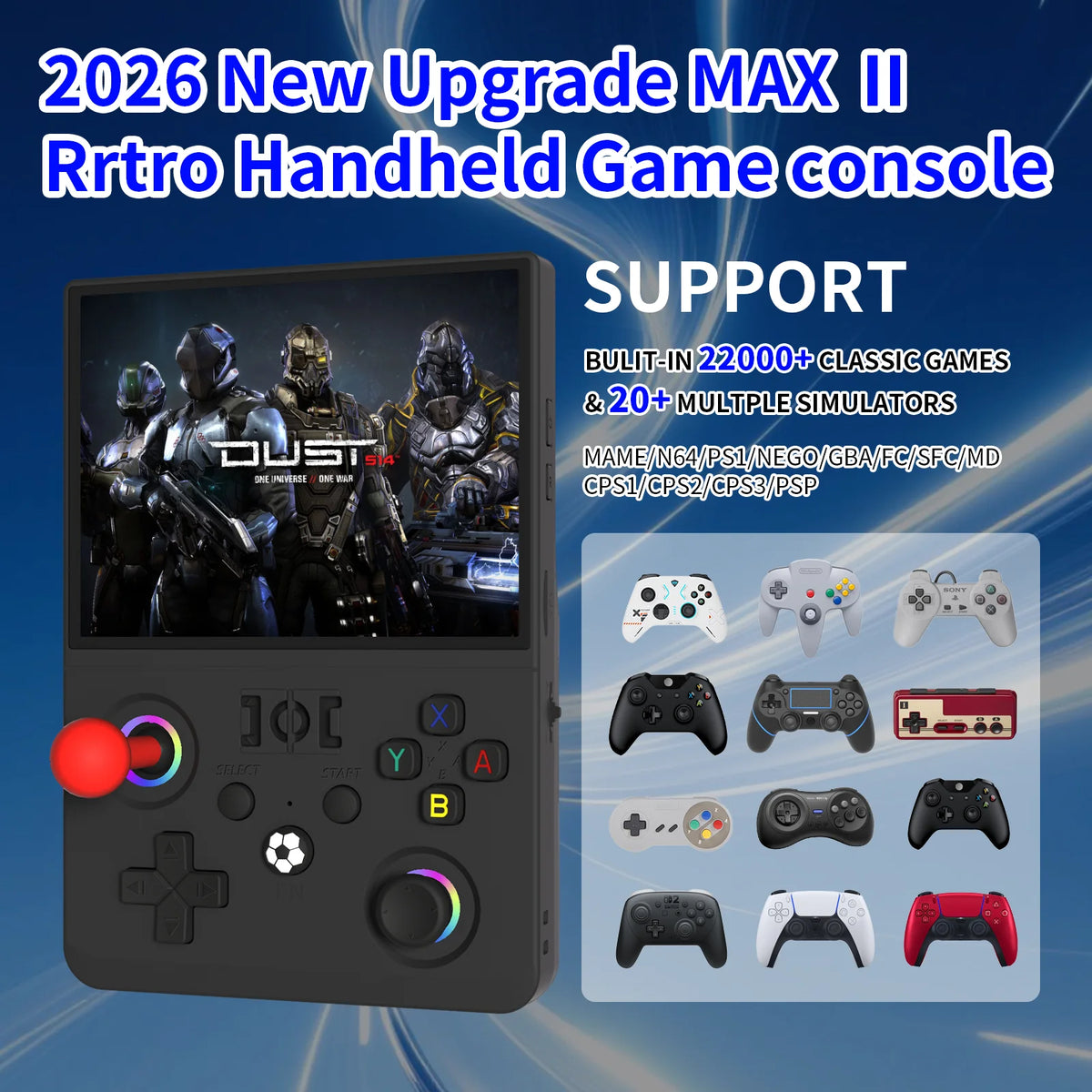 Nueva consola de juegos portátil retro R36MAX de 4,5 pulgadas con pantalla IPS HD, sistema Linux de código abierto y 2 joysticks