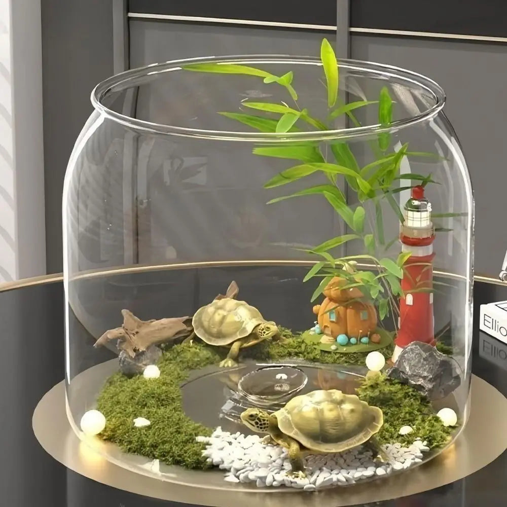 Durable Transparent Round Fish Tank Anti-broken Fall Resistant Fish Bowl Decorative Plastic Viewing Tank Living Room