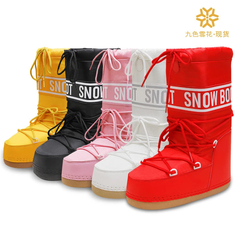 2026 Nuevas Botas de Nieve para Mujer, de Caña Alta, Estilo Lunar, Punta Redonda, Ligeras, Suela Gruesa, Cálidas y Aisladas, para Esquí, Invierno y Actividades al Aire Libre