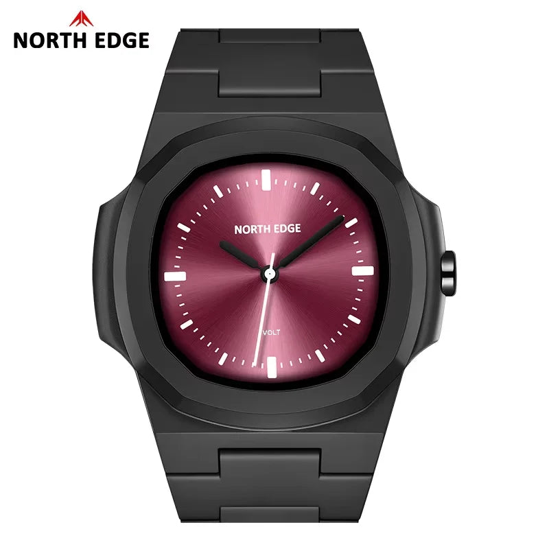 Reloj NORTH EDGE para hombre, nuevo modelo VOLT, reloj de cuarzo, moderno, caja de resina ligera, cuadrado, sumergible 50M, relojes para hombre, caja de regalo