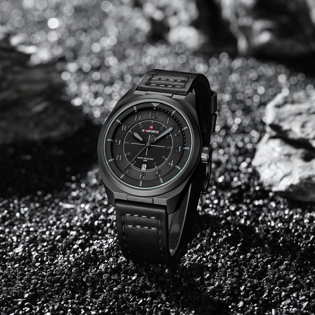 Reloj de pulsera deportivo militar de lujo para hombre NAVIFORCE NF9281, reloj de cuarzo original con fecha automática, correa de piel, resistente al agua, regalo para hombre