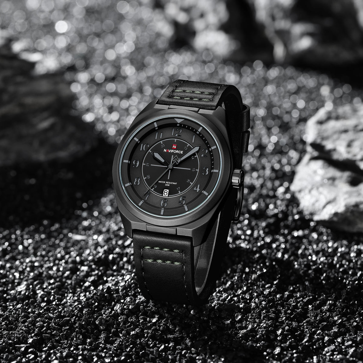 Reloj de pulsera deportivo militar de lujo para hombre NAVIFORCE NF9281, reloj de cuarzo original con fecha automática, correa de piel, resistente al agua, regalo para hombre
