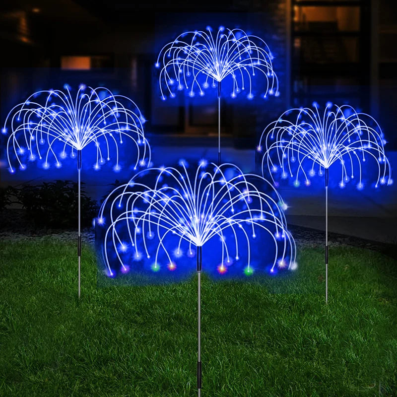 Lámpara solar LED de fuegos artificiales, decoración de jardín para exteriores, luces de hadas para senderos, luces solares impermeables para Navidad, patio, balcón y césped