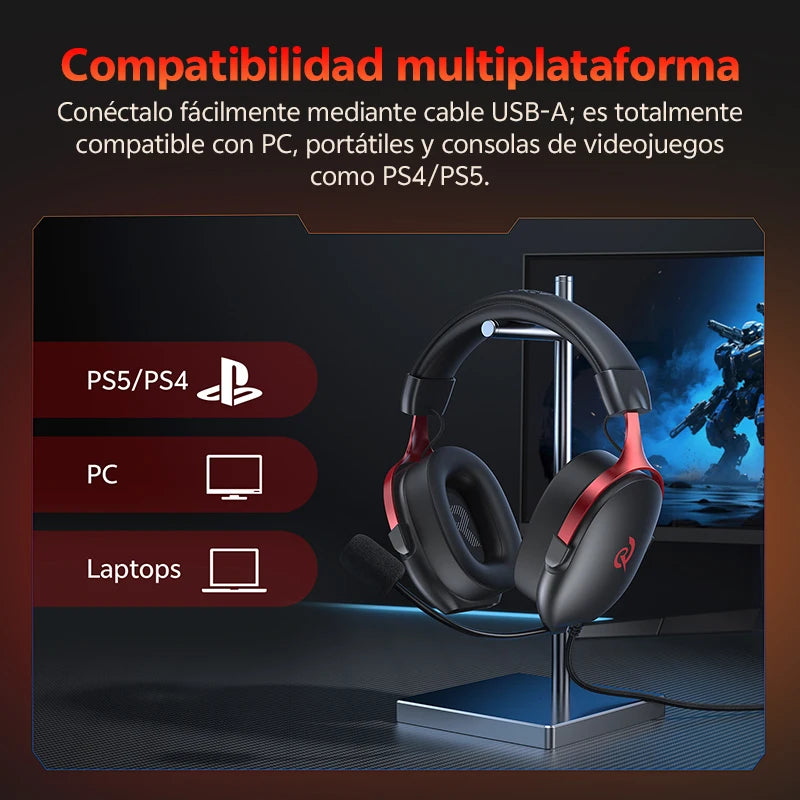 QCY VN200 Pro Wired Gaming Headset With Mic 40mm Driver 7.1 Surround Over Ear Headphones For PC PS4 PS5 Gamer Headphones