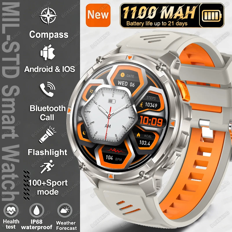 2026 Nuevo T-Rex 3 Ultra Reloj Inteligente 1100mAh, 5ATM Resistente al Agua, Deportes al Aire Libre, GPS, Monitor de Frecuencia Cardíaca, Brújula, Llamadas Bluetooth, Smartwatch