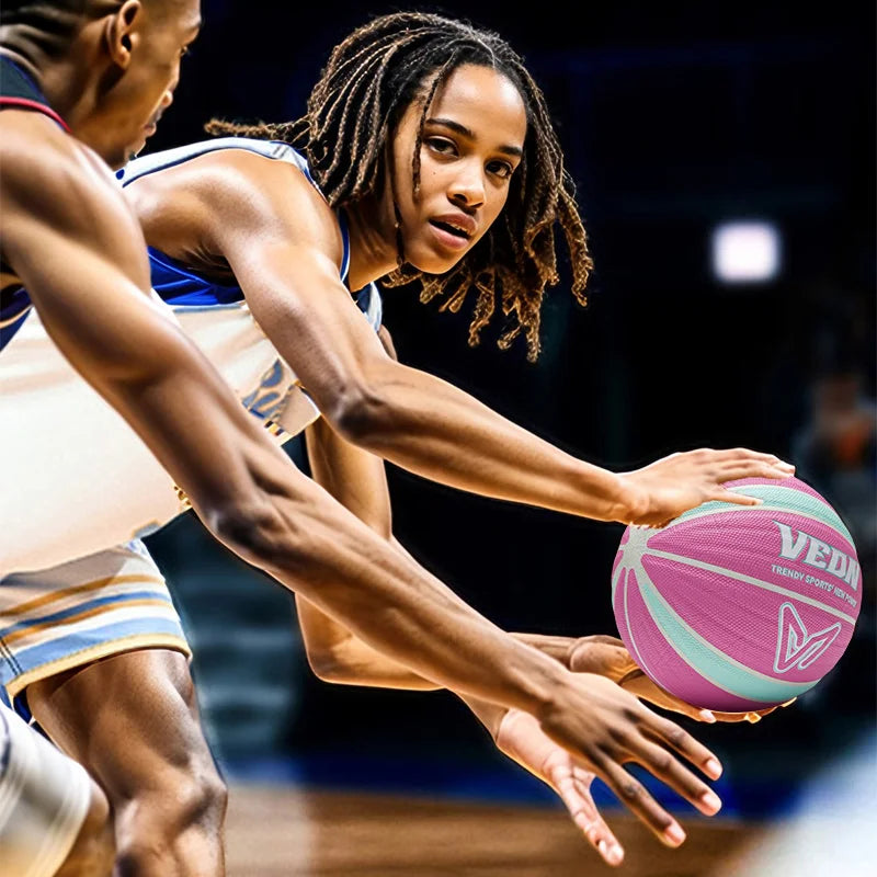 Veidoorn Baloncesto profesional de cuero PU Tamaño oficial 7 para juegos de interior/exterior Bola impermeable de agarre perfecto de alto rebote