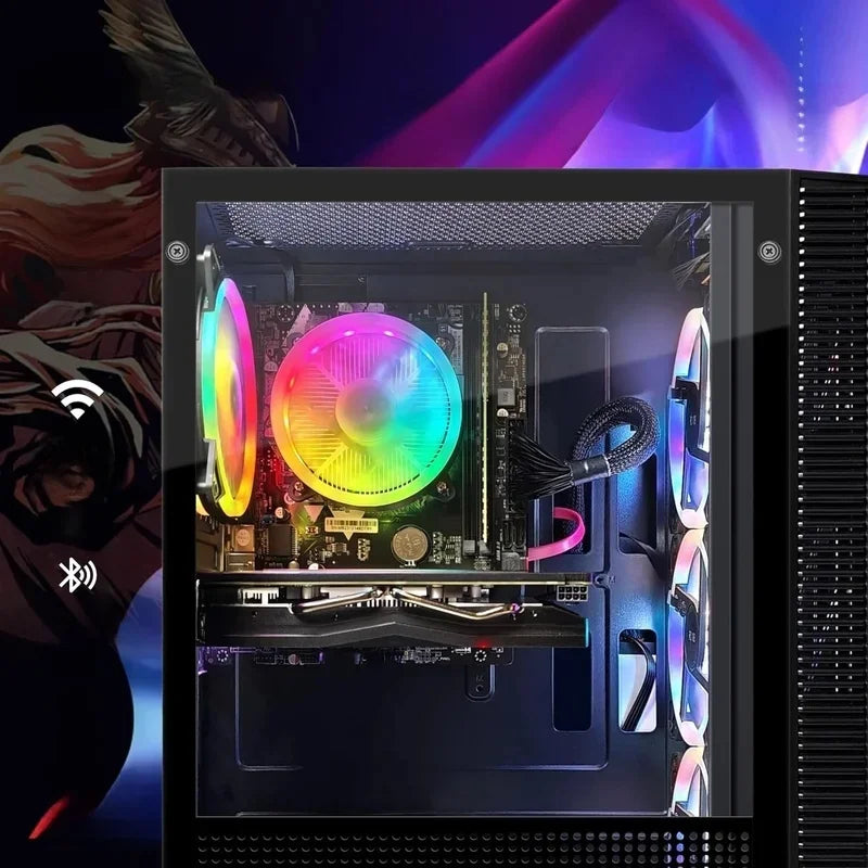 PC de escritorio para juegos, Radeon RX 580 8G GDDR5, 10.a generación G5905 3,5G, 16G RAM, 512G SSD, WiFi, BT 5,0, ventilador RGB x 4, alfombrilla de ratón RGB