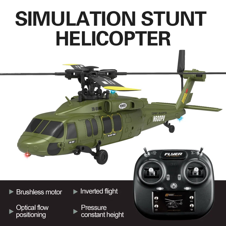 Helicóptero RC K200 UH-60 Simulación Black-Hawk de 6 Canales, 2.4G, Control Remoto Acrobático, Retención de Altitud y Posicionamiento de Flujo Óptico, RTF