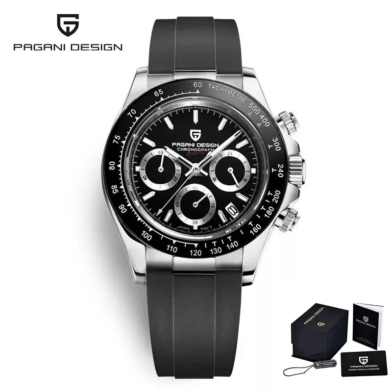 PAGANI DESIGN 2026 Nuevo Reloj de Cuarzo para Hombre de Lujo en Oro Rosa, Reloj de Pulsera Deportivo con Cronógrafo e Impermeable 100M para Hombre