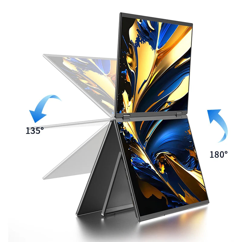 Monitor portátil Sibolan de 16 pulgadas y 2.5K con doble pantalla, 60Hz, 100% sRGB, HDMI, USB-C, cuerpo metálico, extensor de pantalla para portátiles con Windows y Mac