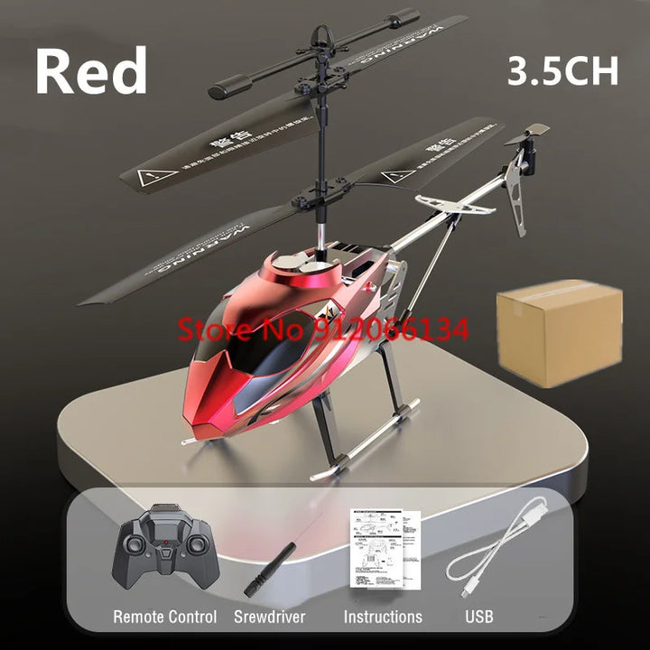 Helicóptero RC de control remoto eléctrico de altura fija inteligente 3.5CH, cuerpo de metal con doble sistema de dirección 2.4G, iluminación aérea, helicópteros RC con efectos de luz.